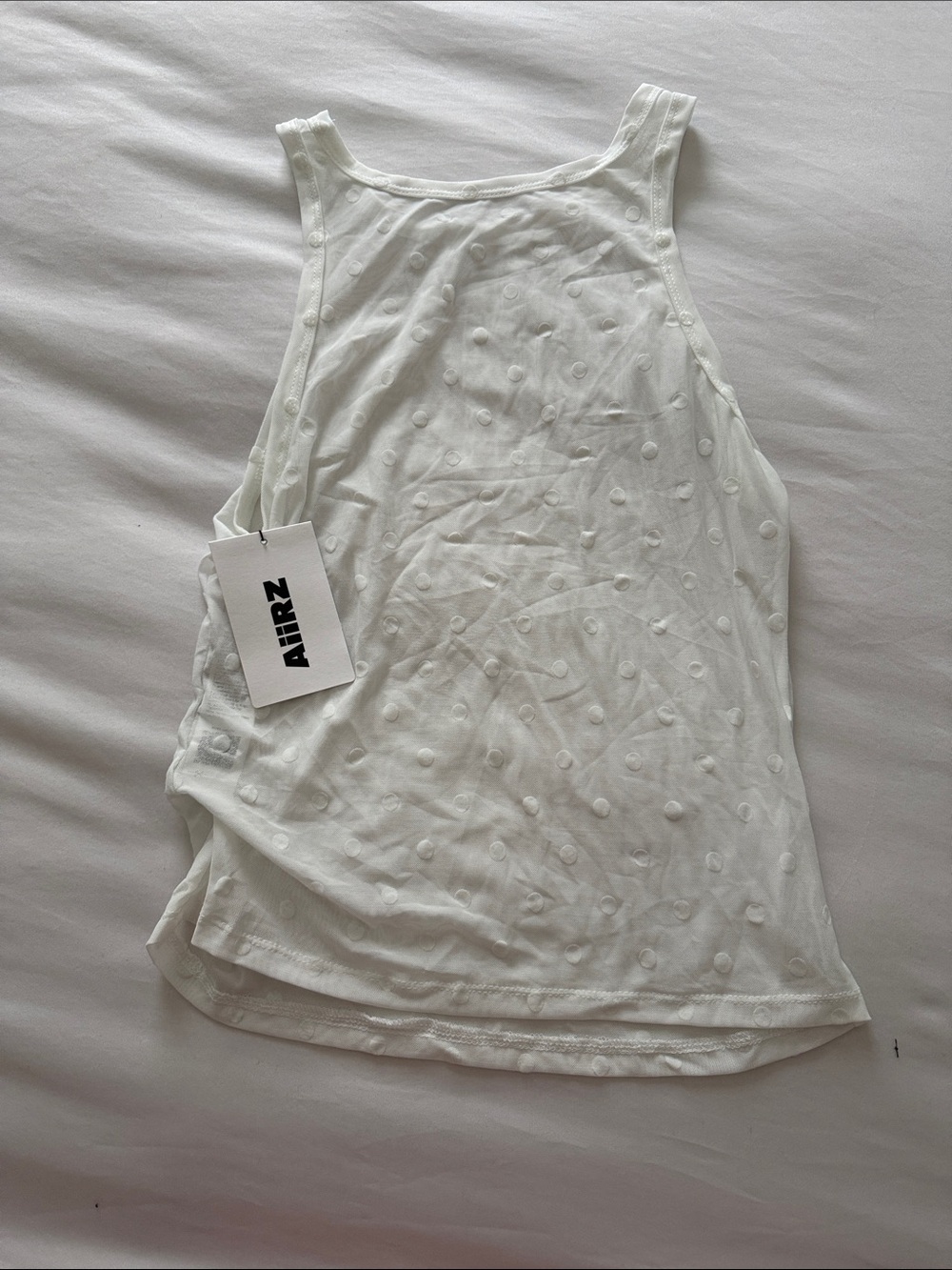 White Polka-Texture Women's Tank Top